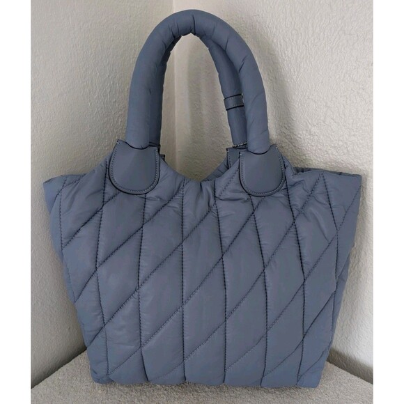 Coach Pillow Large Tote Bag CP152 Iris Quilted In Slate Blue Nylon Purse - Picture 7 of 16